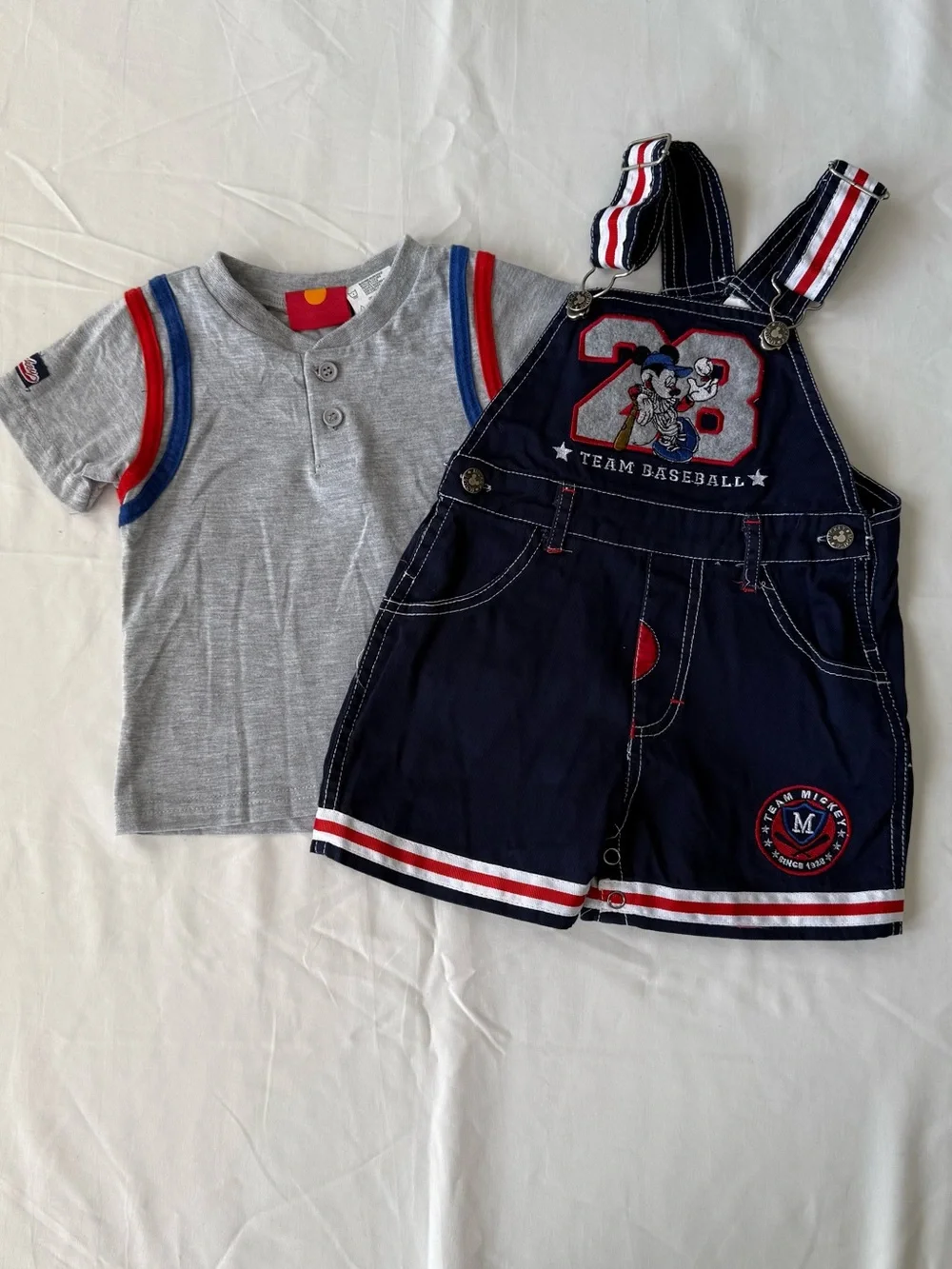 Vintage Y2K Mikey Mouse Two Piece Overall Set